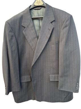 VTG Botany 500 Couture Blazer Jacket Mens 46R Gray Pinstripe Made In USA Preppy